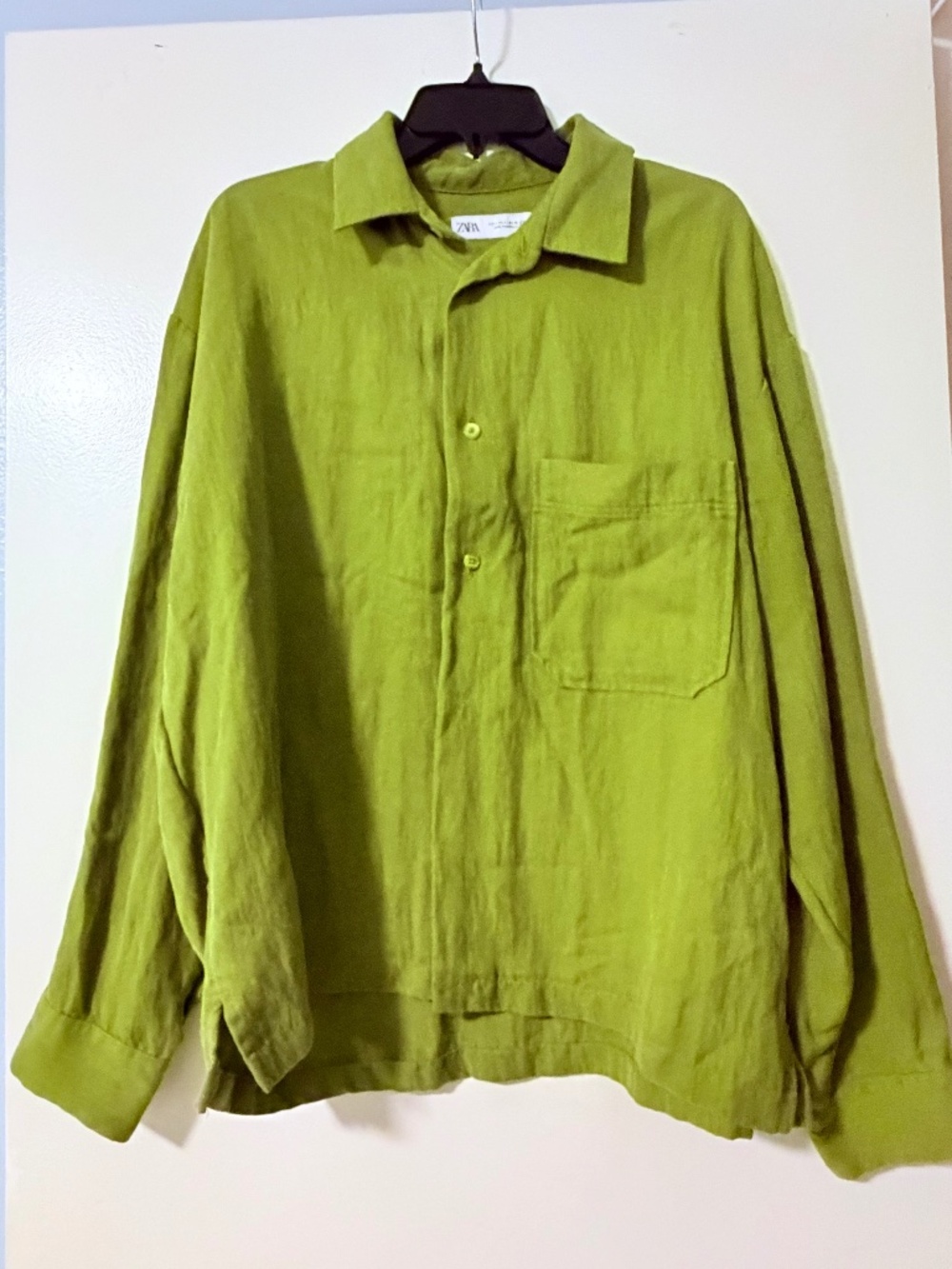 Zara Oversized Linen Button-Down Shirt
